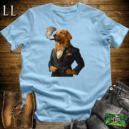 Golden Retriever Cigar Shirt Light Blue | Dog Lover Cigar Tee