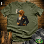 Golden Retriever Cigar Shirt Military Green | Dog Lover Cigar Tee