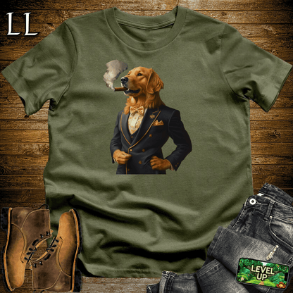 Golden Retriever Cigar Shirt Military Green | Dog Lover Cigar Tee