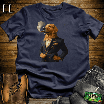 Golden Retriever Cigar Shirt Navy | Dog Lover Cigar Tee
