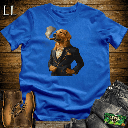 Golden Retriever Cigar Shirt Royal Blue | Dog Lover Cigar Tee