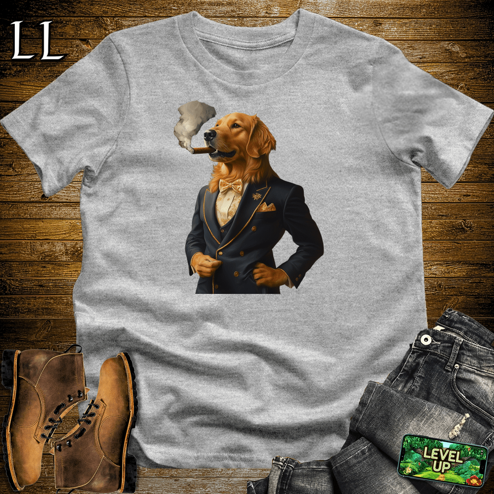 Golden Retriever Cigar Shirt Sport Grey | Dog Lover Cigar Tee