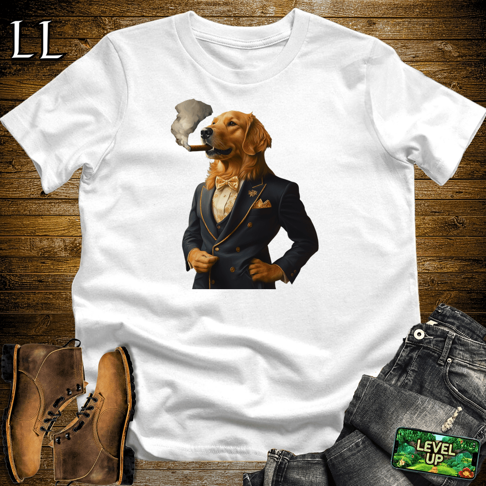 Golden Retriever Cigar Shirt White | Dog Lover Cigar Tee