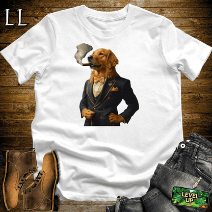 Golden Retriever Cigar Shirt White | Dog Lover Cigar Tee