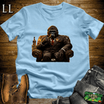 Gorilla in a suit smoking a cigar graphic tee in Light Blue — Cigar Gorilla by Legacy Layers