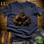 Gorilla in a suit smoking a cigar graphic tee in Navy — Cigar Gorilla by Legacy Layers