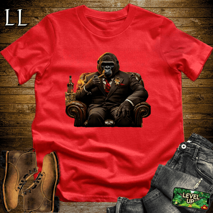 Gorilla in a suit smoking a cigar graphic tee in Red — Cigar Gorilla by Legacy Layers