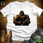 Gorilla in a suit smoking a cigar graphic tee in White — Cigar Gorilla by Legacy Layers