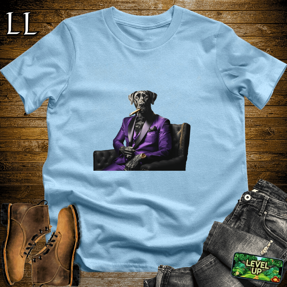 Great Dane Cigar Shirt Light Blue | Dog Lover Cigar Tee