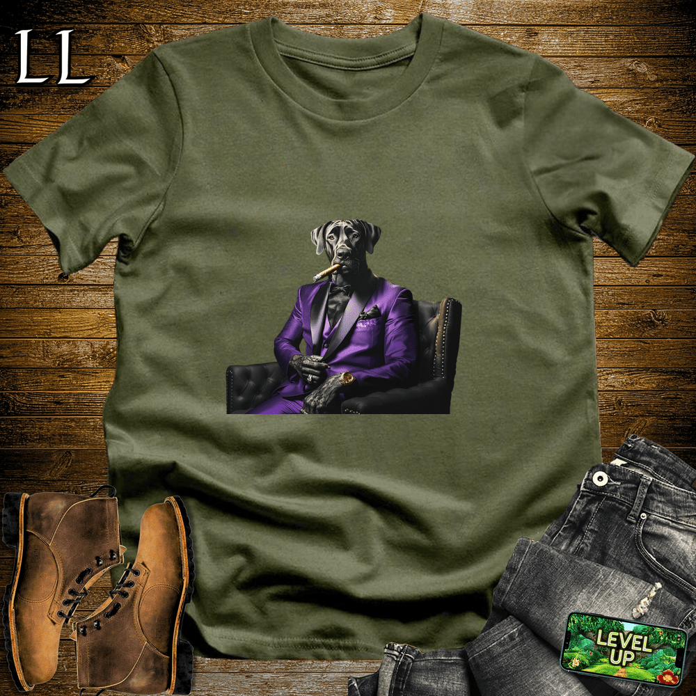 Great Dane Cigar Shirt Military Green | Dog Lover Cigar Tee