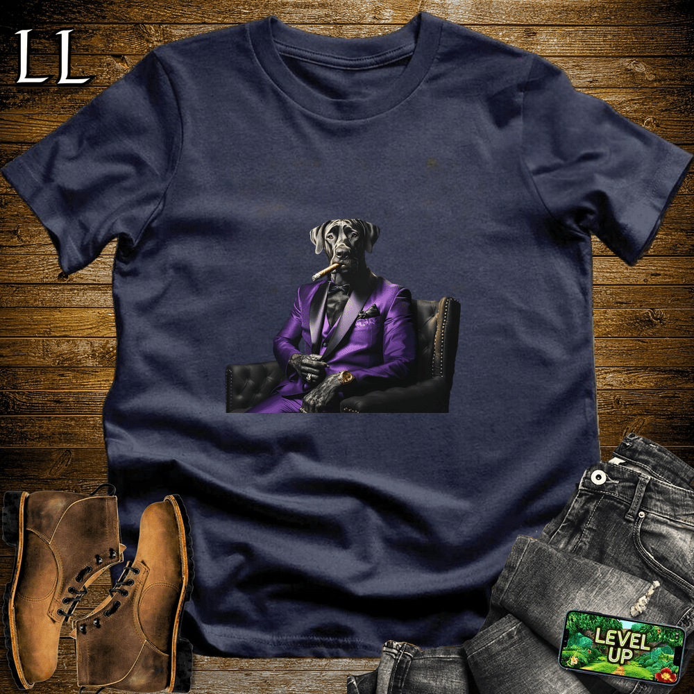 Great Dane Cigar Shirt Navy | Dog Lover Cigar Tee