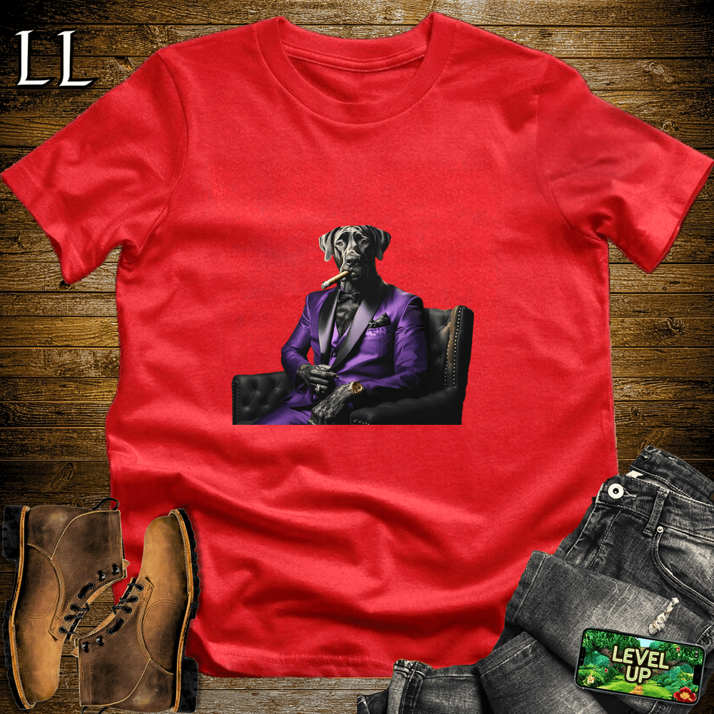 Great Dane Cigar Shirt Red | Dog Lover Cigar Tee