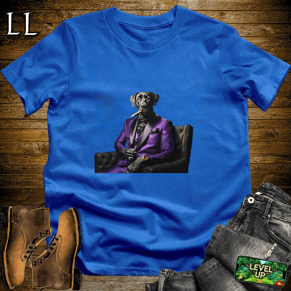 Great Dane Cigar Shirt Royal Blue | Dog Lover Cigar Tee