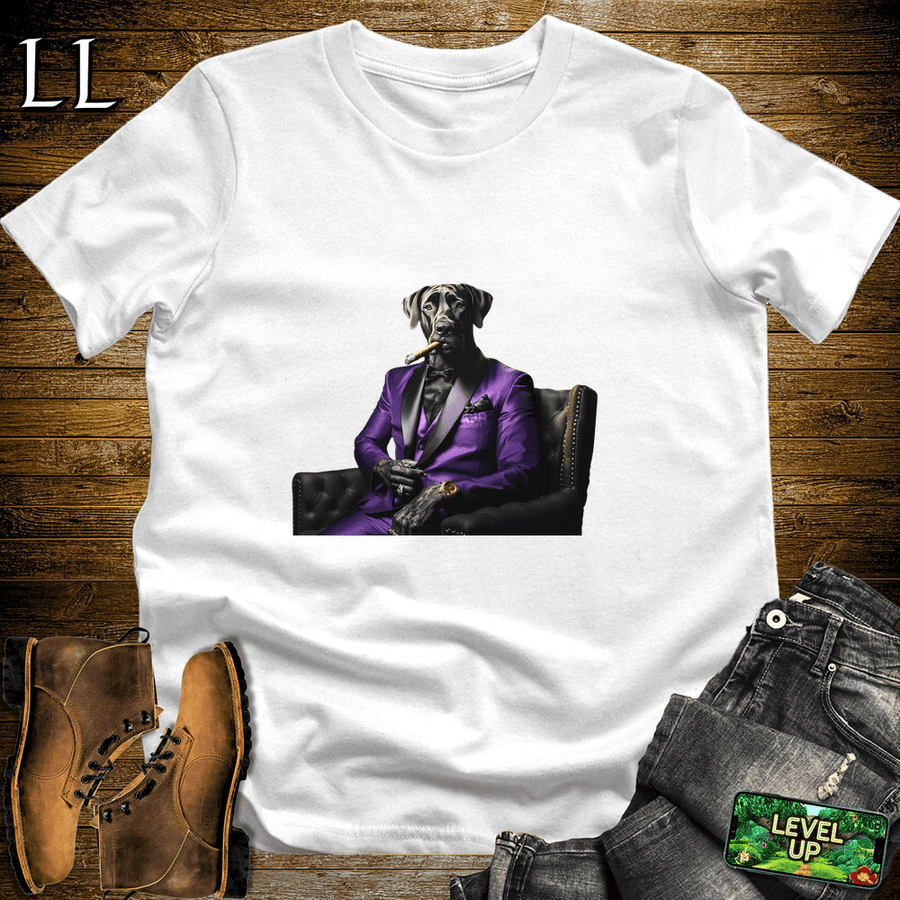 Great Dane Cigar Shirt White | Dog Lover Cigar Tee