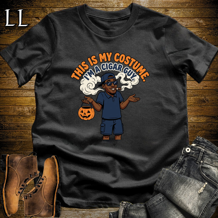 Cigar Guy Costume Trick-or-Treat Bucket Black Man T-Shirt Black | Funny Halloween Cigar Shirt