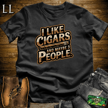I Like Cigars And Maybe 3 People Shirt Black | Funny Cigar Tee