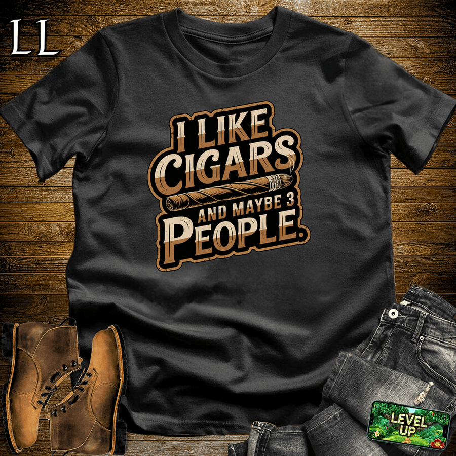 I Like Cigars And Maybe 3 People Shirt Black | Funny Cigar Tee