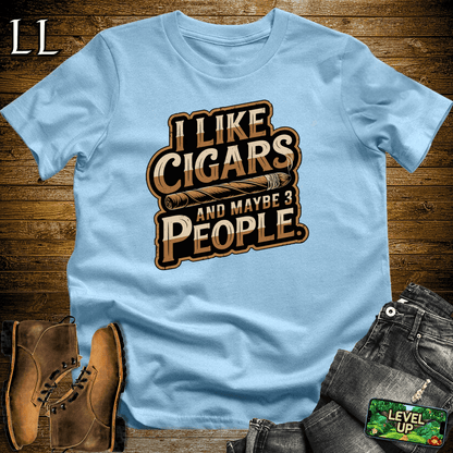 I Like Cigars And Maybe 3 People Shirt Light Blue | Funny Cigar Tee