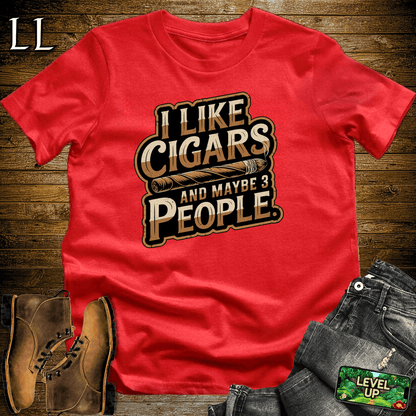 I Like Cigars And Maybe 3 People Shirt Red | Funny Cigar Tee