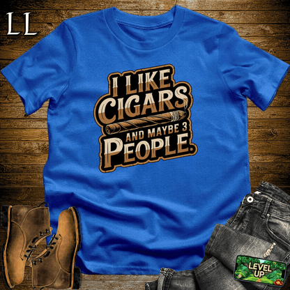 I Like Cigars And Maybe 3 People Shirt Royal Blue | Funny Cigar Tee