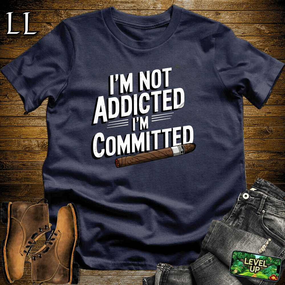 I'm Not Addicted Cigar Shirt Navy | Funny Cigar Tee