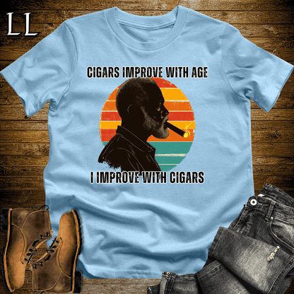 Improve With Age Cigar Shirt Light Blue | Cigar Aging Tee