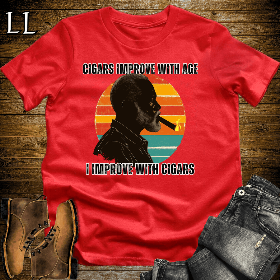 Improve With Age Cigar Shirt Red | Cigar Aging Tee