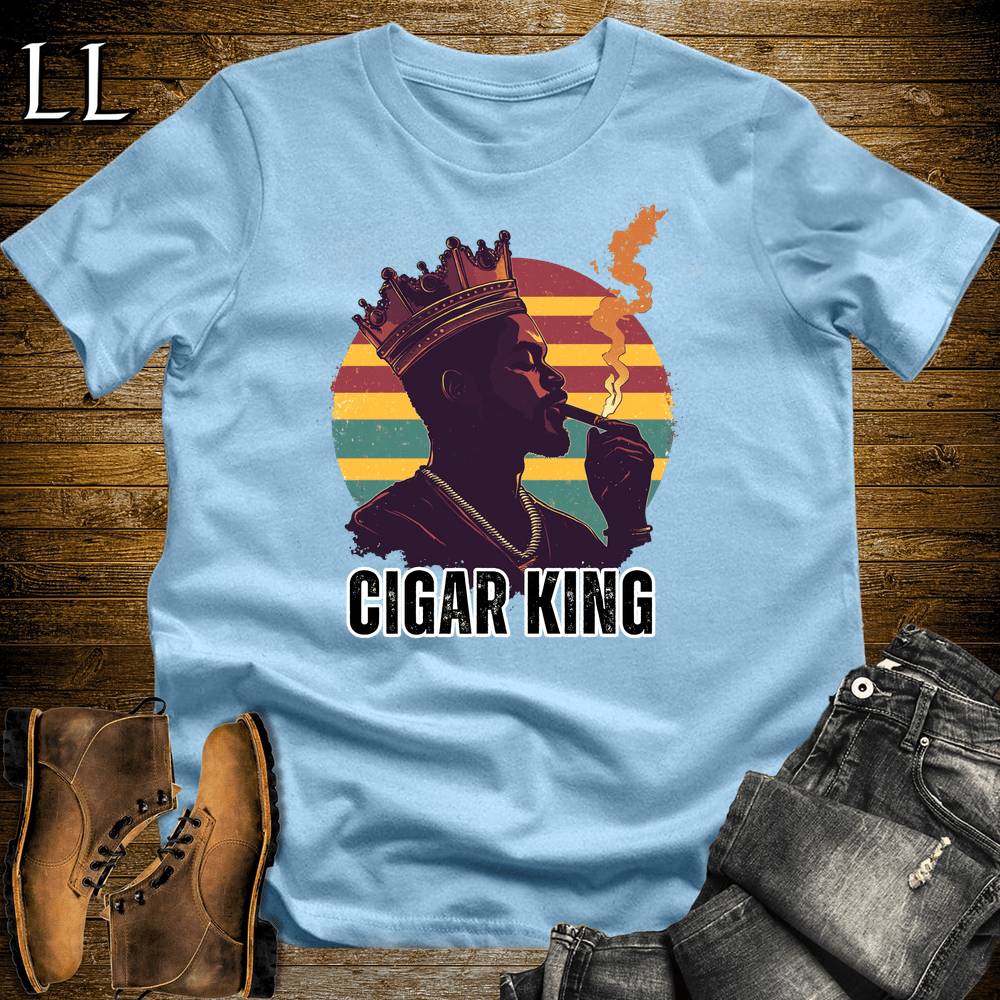 Cigar King Shirt Light Blue | Cigar Lover Graphic Tee