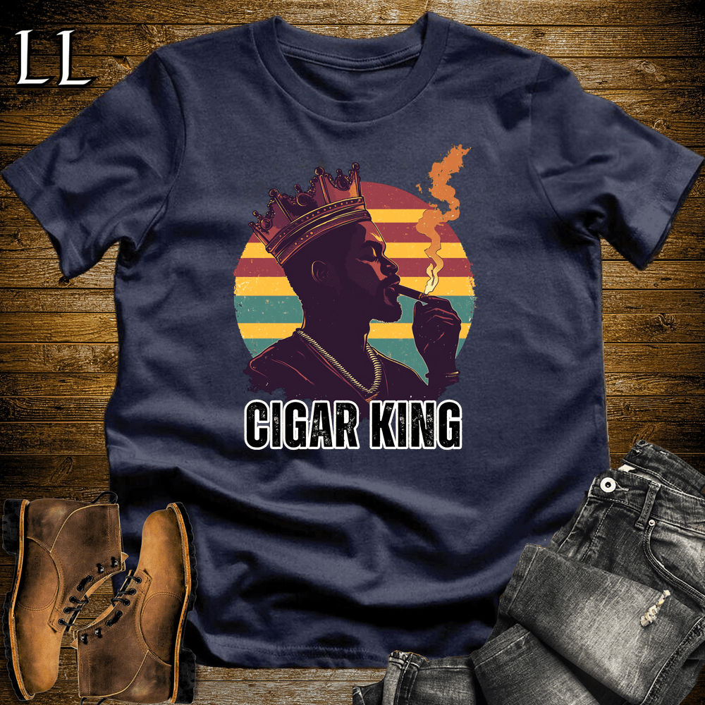 Cigar King Shirt Navy | Cigar Lover Graphic Tee