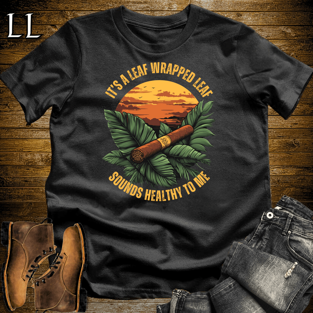 Leaf Wrapped Leaf Cigar Shirt Black | Cigar Graphic Tee