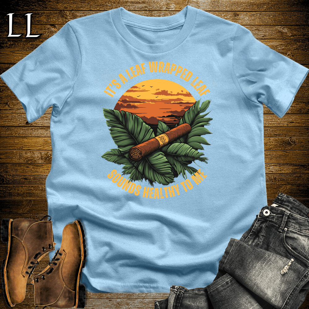 Leaf Wrapped Leaf Cigar Shirt Light Blue | Cigar Graphic Tee