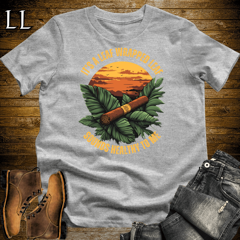Leaf Wrapped Leaf Cigar Shirt Sport Grey | Cigar Graphic Tee
