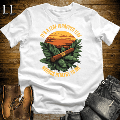Leaf Wrapped Leaf Cigar Shirt White | Cigar Graphic Tee