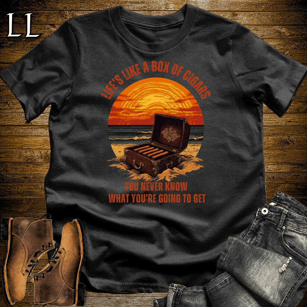 Life's A Box Of Cigars Shirt Black | Funny Cigar Tee