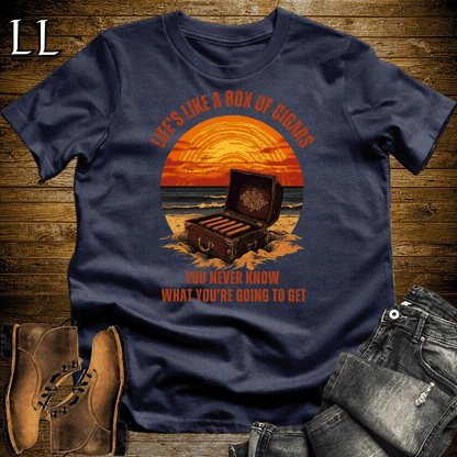 Life's A Box Of Cigars Shirt Navy | Funny Cigar Tee