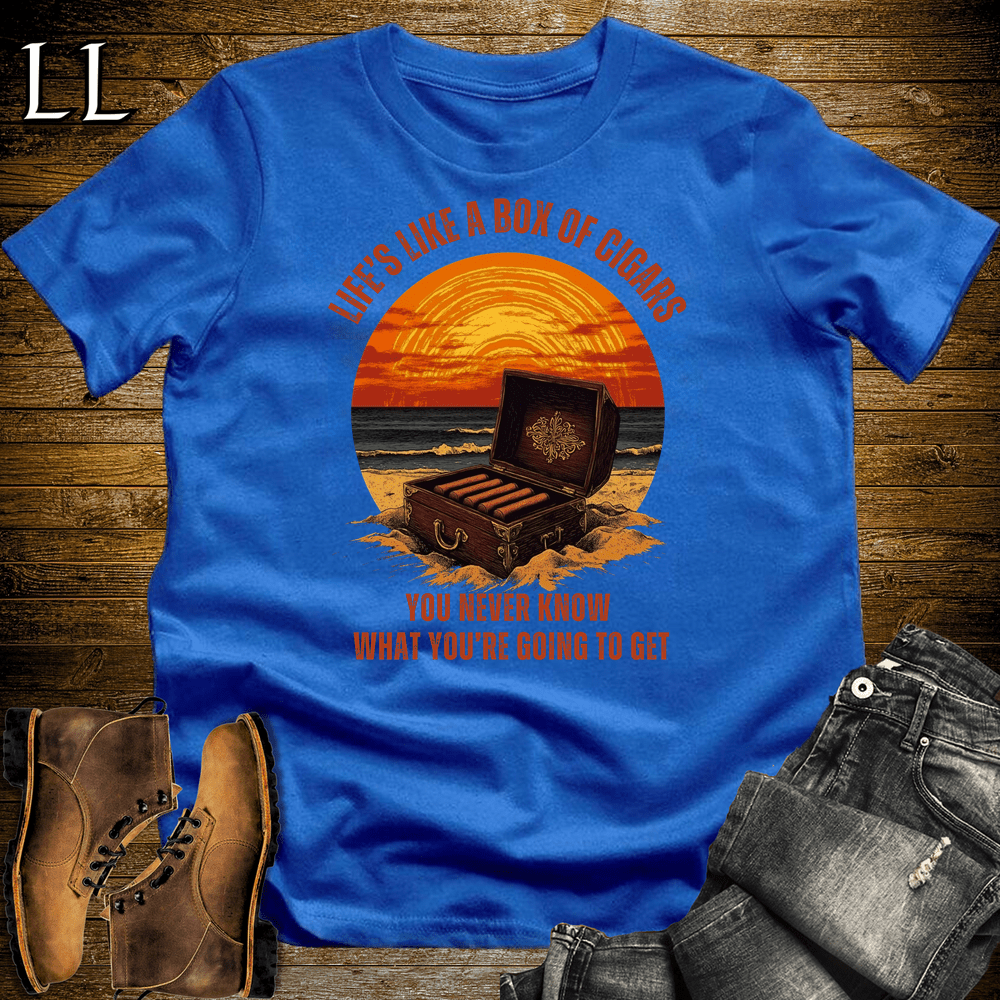 Life's A Box Of Cigars Shirt Royal | Funny Cigar Tee