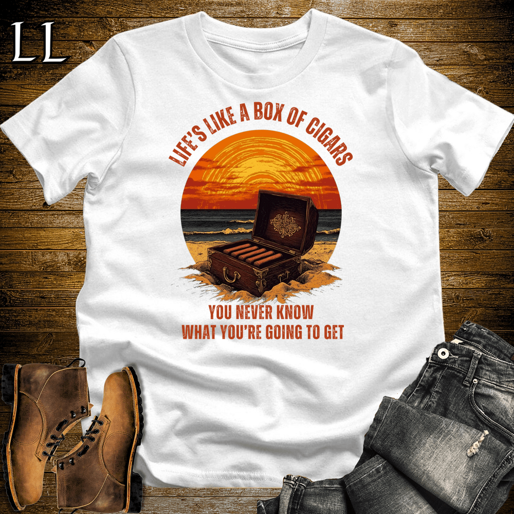 Life's A Box Of Cigars Shirt White | Funny Cigar Tee