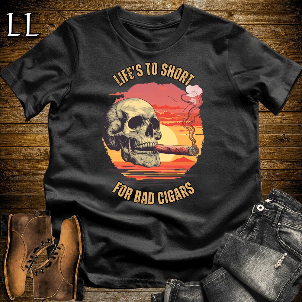 "Life's Too Short" cigar quote graphic tee in Black — Cigar Lifes To Short by Legacy Layers