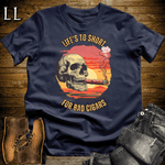 "Life's Too Short" cigar quote graphic tee in Navy — Cigar Lifes To Short by Legacy Layers
