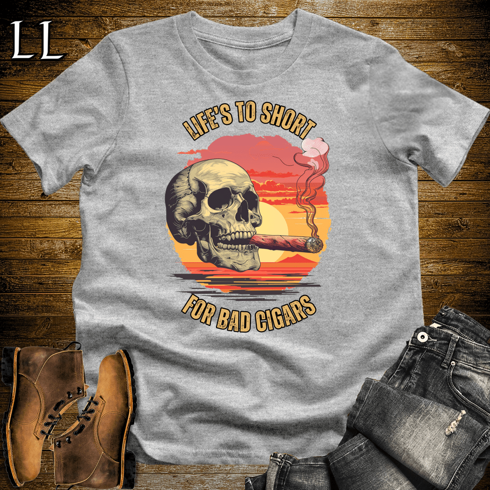"Life's Too Short" cigar quote graphic tee in Sport Grey — Cigar Lifes To Short by Legacy Layers