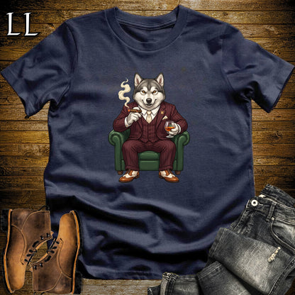 Cigar Lounge Alaskan Malamute T-Shirt Navy | Dog Cigar Gift