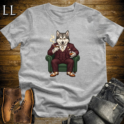 Cigar Lounge Alaskan Malamute T-Shirt Sport Grey | Dog Cigar Gift