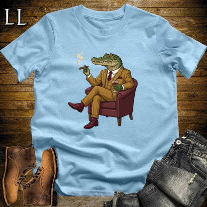 Cigar Lounge Alligator T-Shirt Light Blue | Reptile Cigar Gift