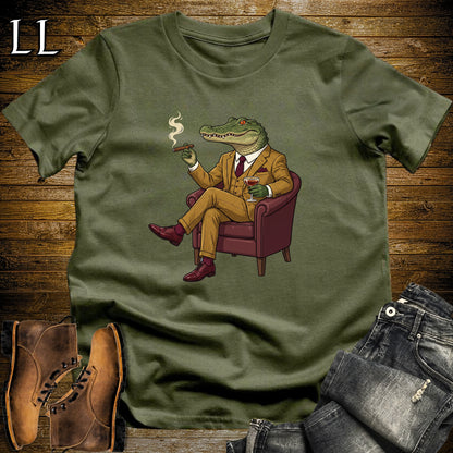 Cigar Lounge Alligator T-Shirt Military Green | Reptile Cigar Gift