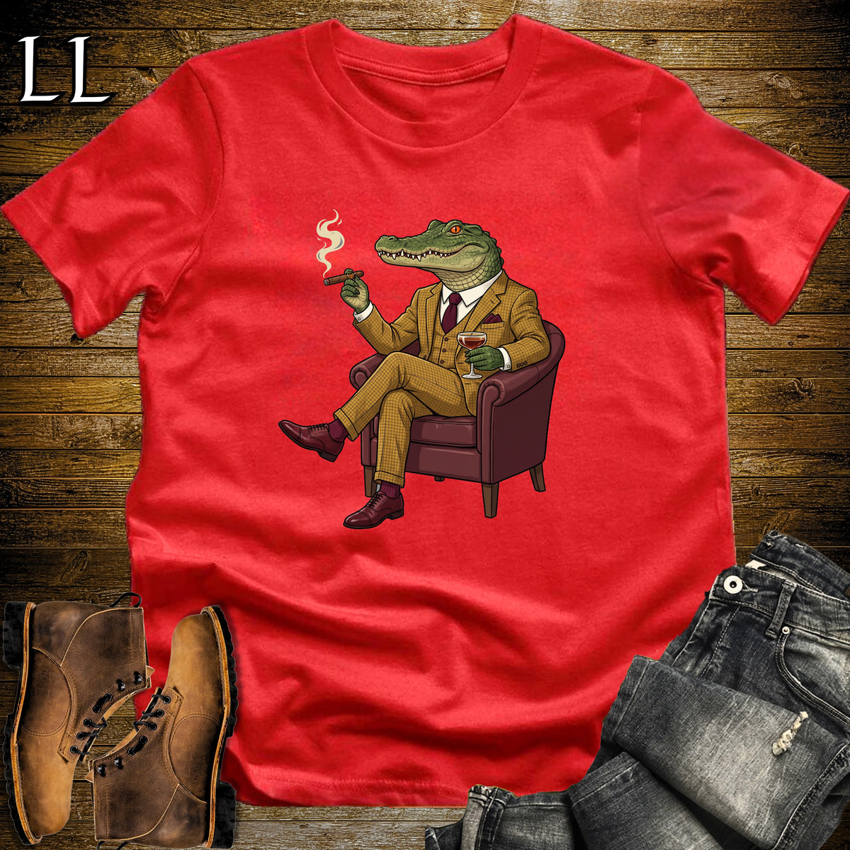 Cigar Lounge Alligator T-Shirt Red | Reptile Cigar Gift