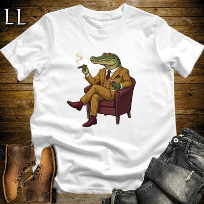 Cigar Lounge Alligator T-Shirt White | Reptile Cigar Gift
