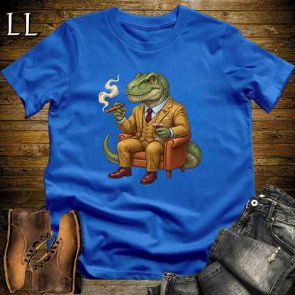 Cigar Lounge Allosaurus T-Shirt Royal Blue | Dinosaur Cigar Gift