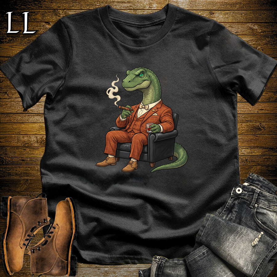 Cigar Lounge Apatosaurus T-Shirt Black | Dinosaur Cigar Gift