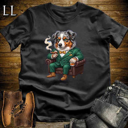 Cigar Lounge Australian Shepherd T-Shirt Black | Dog Cigar Gift