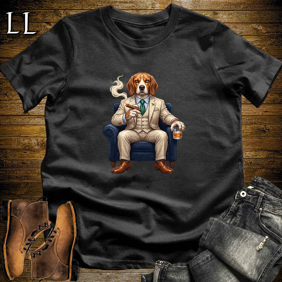 Cigar Lounge Beagle T-Shirt Black | Dog Lover Cigar Gift